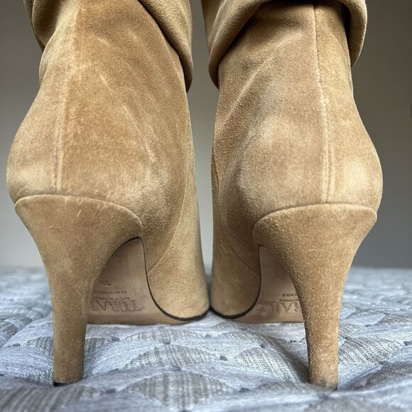 Toral Revolve Golden Tan Brown Heeled Boots Women EU 39 US 8.5 Slouchy Chic - Picture 11 of 16